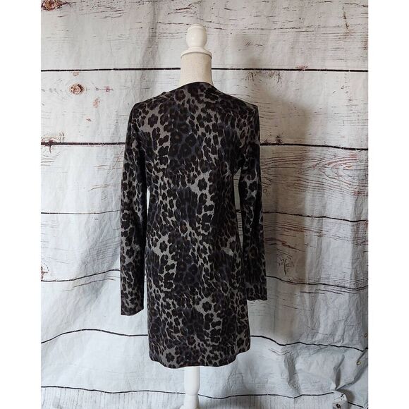 Diane Von Furstenberg Leopard Print Wool Blend Long Button Front Cardigan Size M - Picture 2 of 7